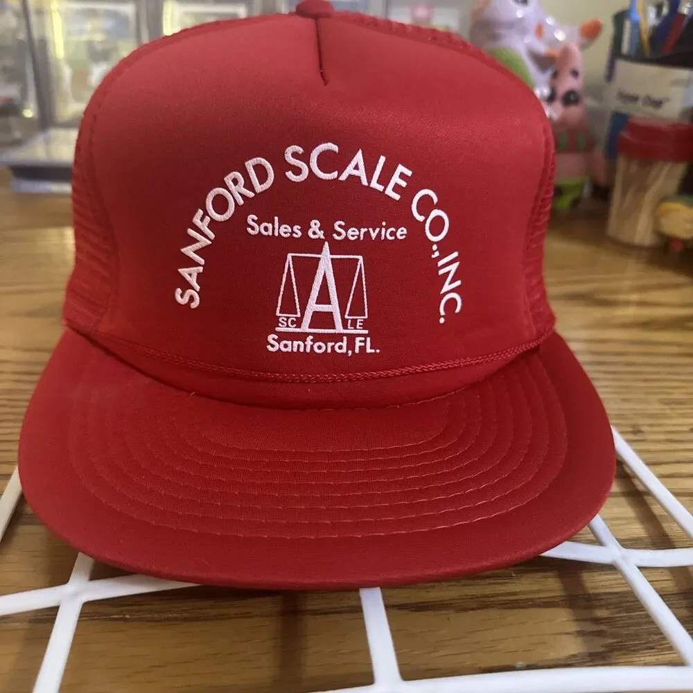 Sanford Florida Scale Co. Vintage Trucker Hat - Snapback Cap - True Vintage Red